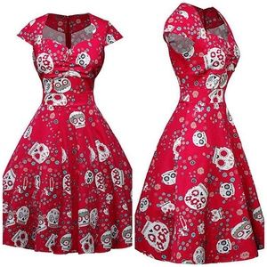 Retro Red Skull Day of the Dead Dress
